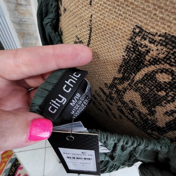 NORDSTROM CITY Chic hunter green boho off shoulder maxi dress plus size 18 - Picture 6 of 8